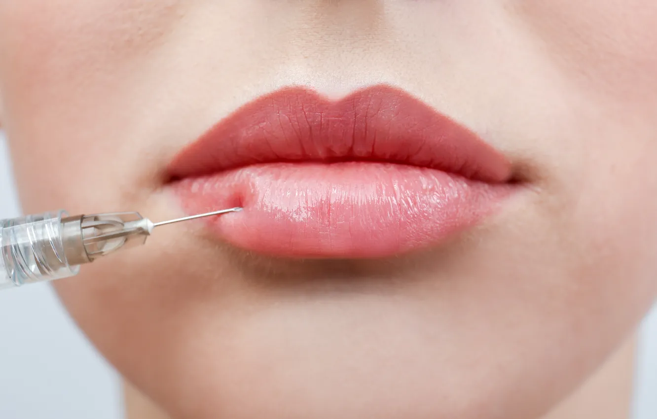 Photo wallpaper lips, female, botox