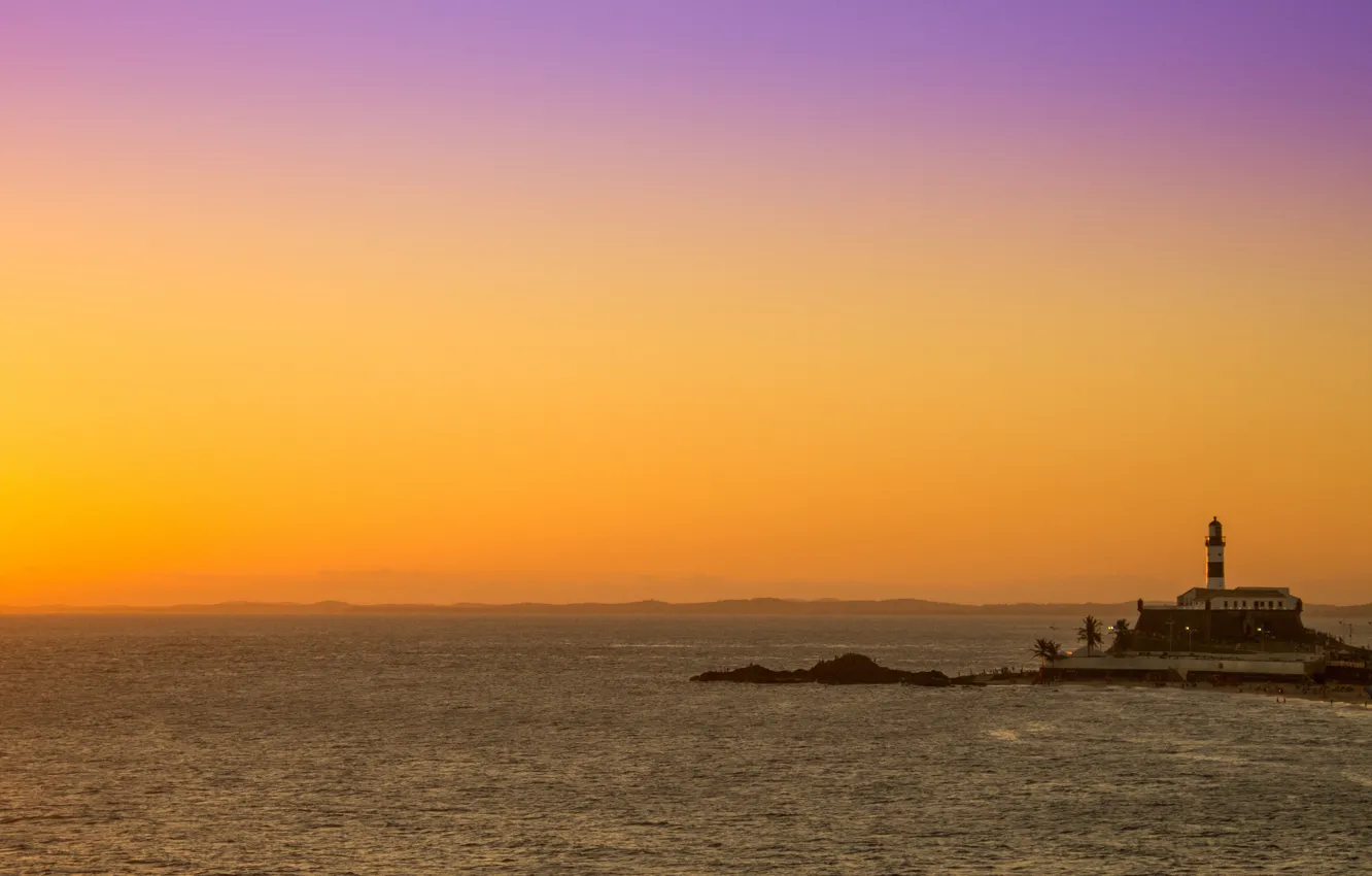 Photo wallpaper sea, sunset, lighthouse, the evening, Brazil, sea, sunset, evening