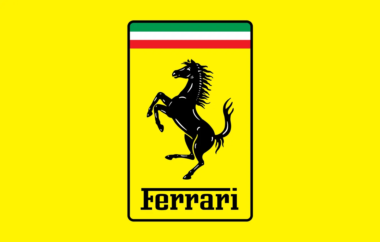 Photo wallpaper yellow, horse, logo, Ferrari, logo, Ferrari, yellow, fon
