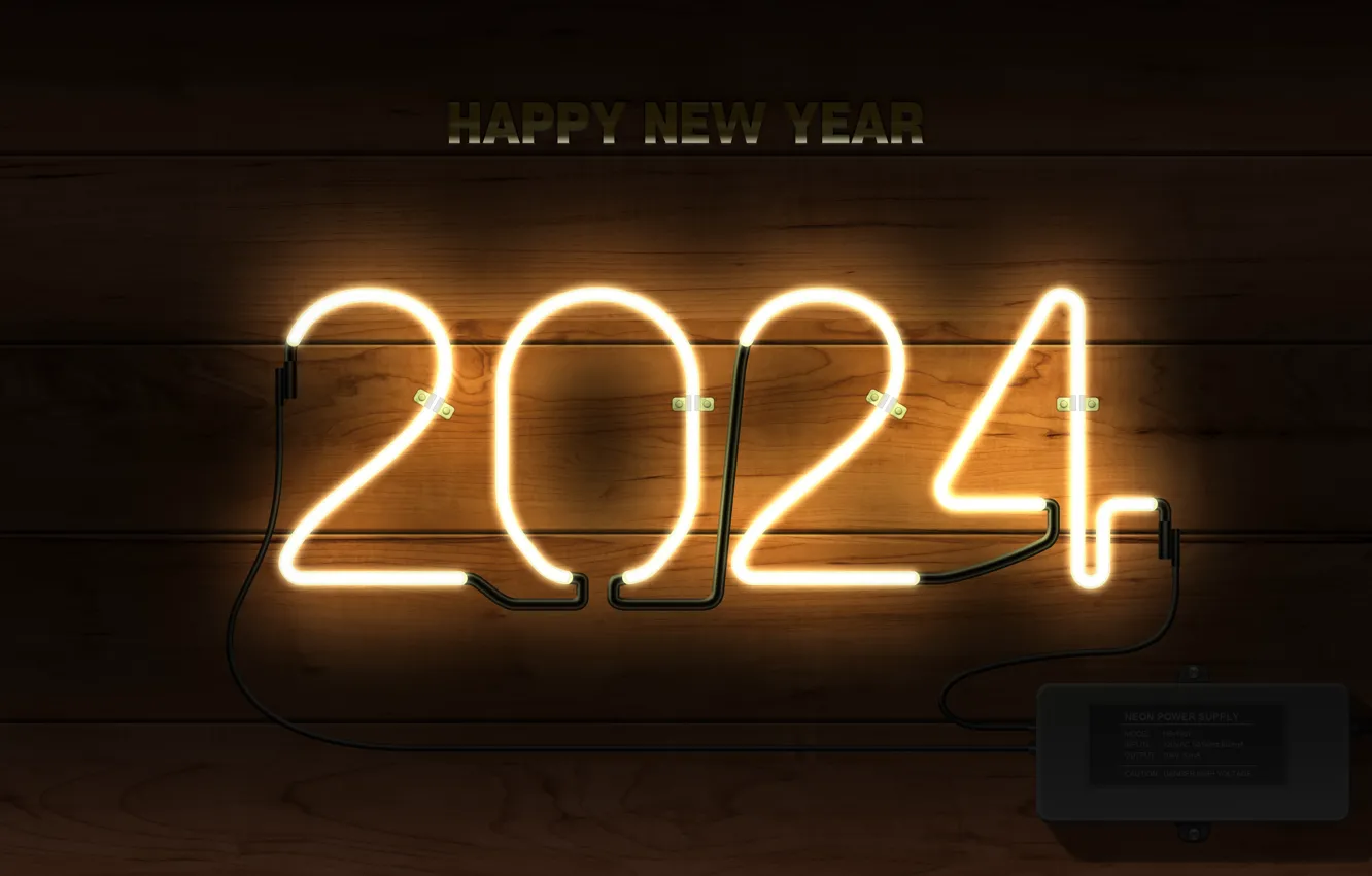 Wallpaper new year, neon, happy new year, neon sign, 2024year, 2024