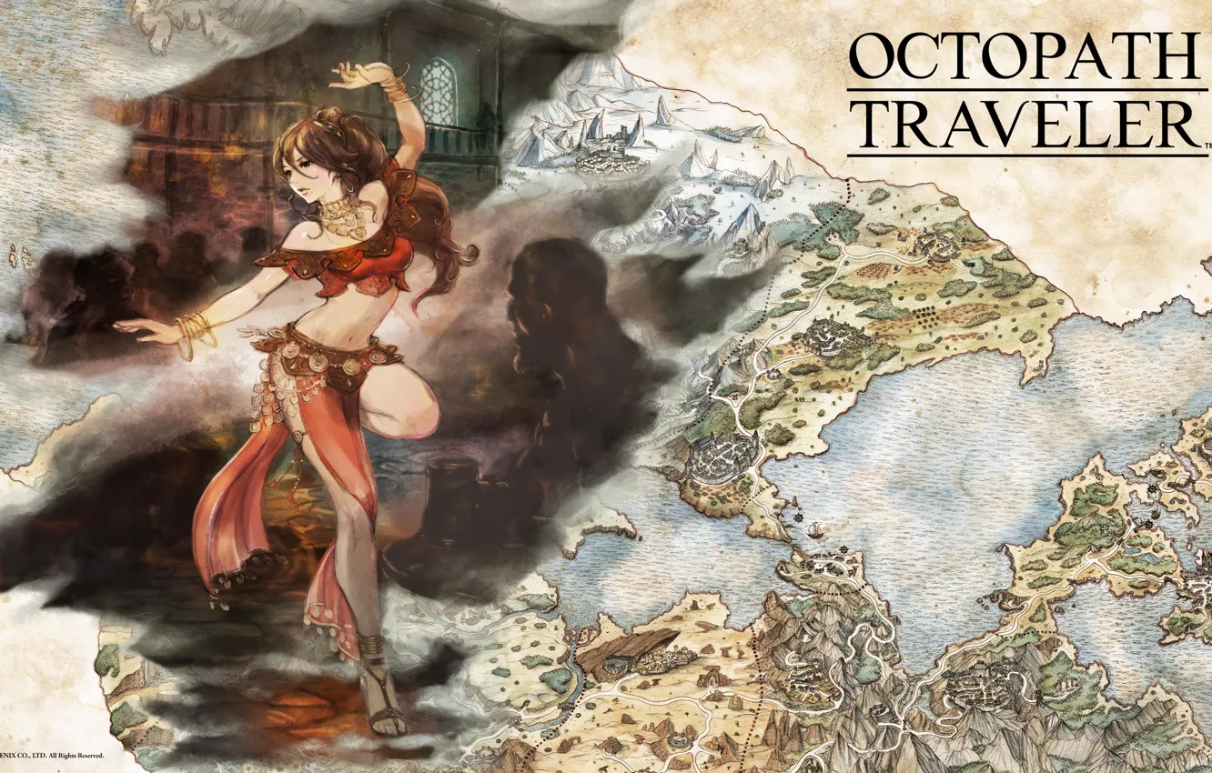 Photo wallpaper girl, fantasy, game, dancer, map, digital art, artwork, fantasy art