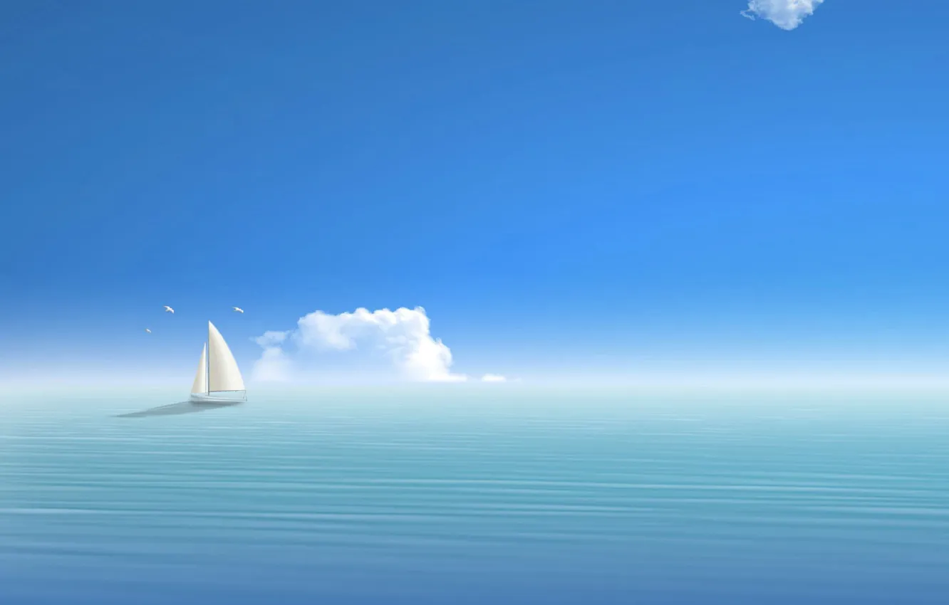 Photo wallpaper sea, yacht, sailing, artistic, towards the horizon