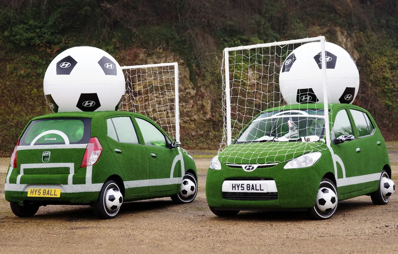Photo wallpaper the ball, gate, Hyundai, Hyundai, FIFA World Cup, FIFA.runabout, promo Kar, by Andy Saunders