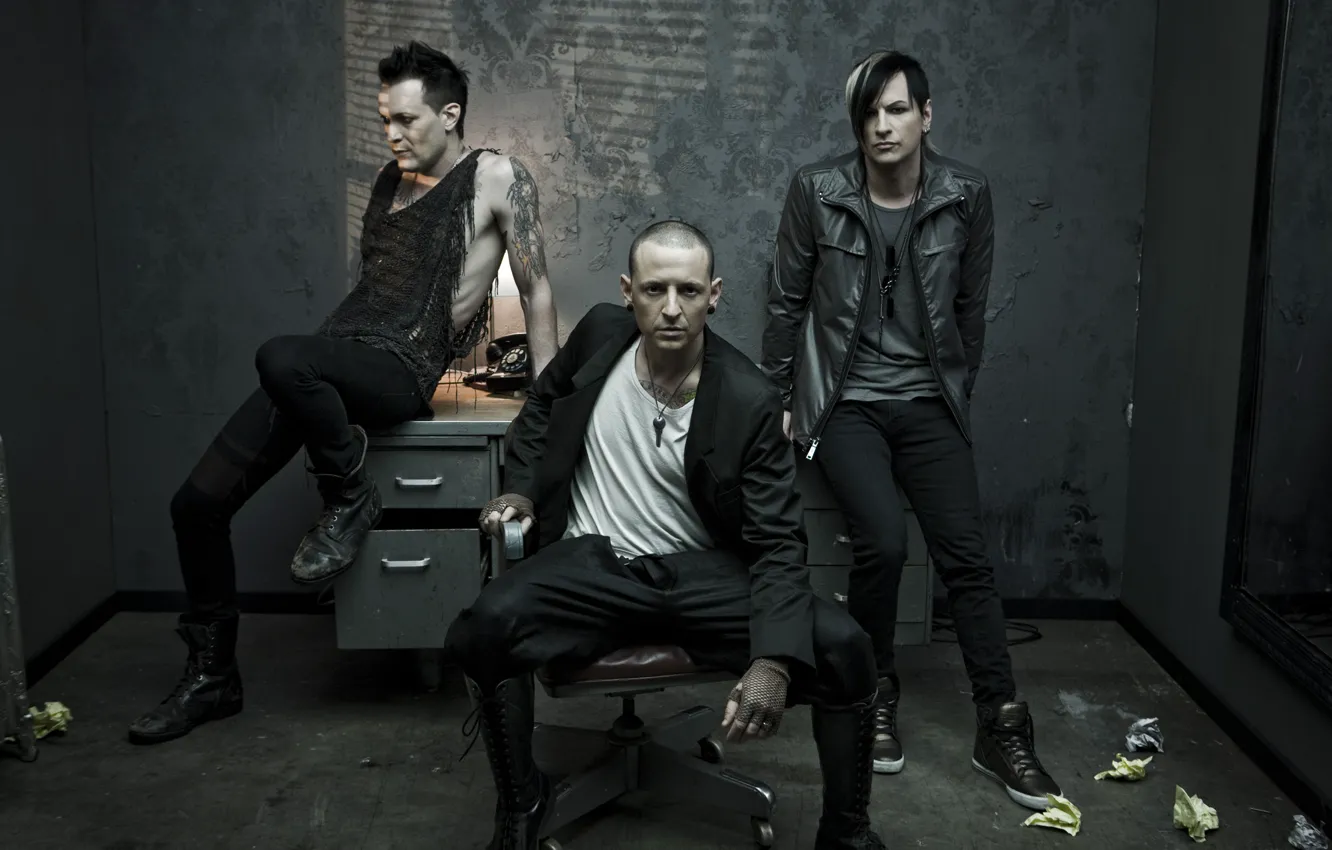 Photo wallpaper table, chair, mirror, phone, the project, Linkin Park, Chester Bennington, Dead By Sunrise