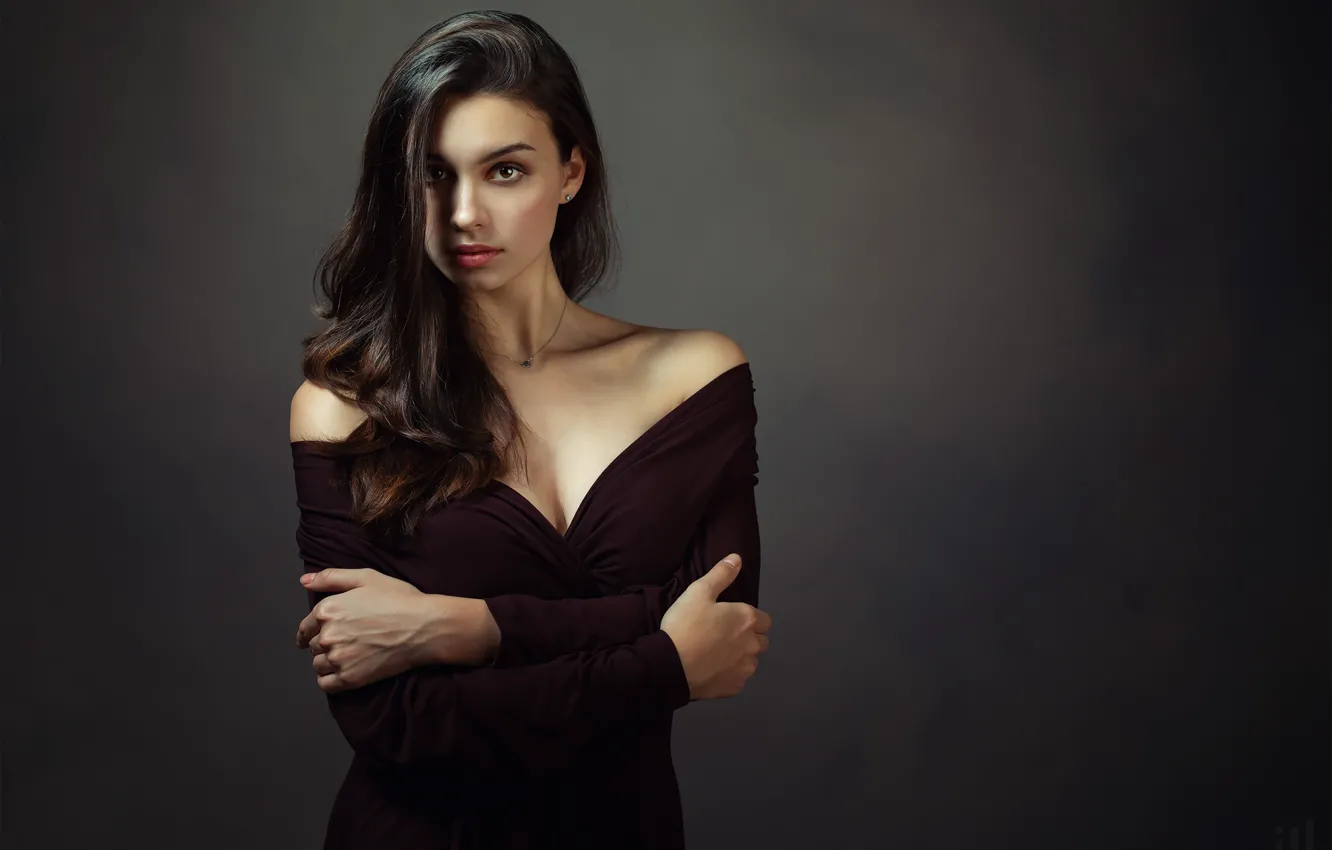 Photo wallpaper chest, look, girl, dress, hairstyle, neckline, Ivan Potylitsyn, Elizabeth Millman
