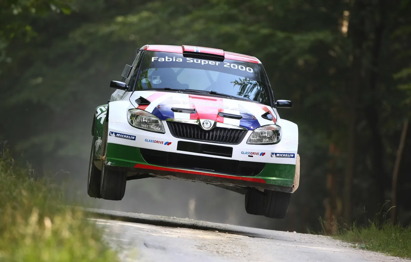 Photo wallpaper sport, lights, The hood, the front, Rally, Rally, Skoda, Skoda