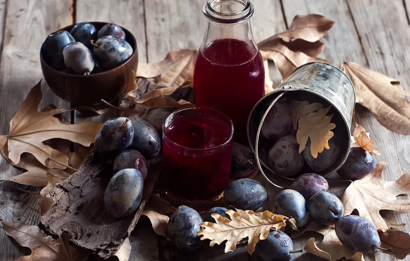 Photo wallpaper juice, fruit, plum