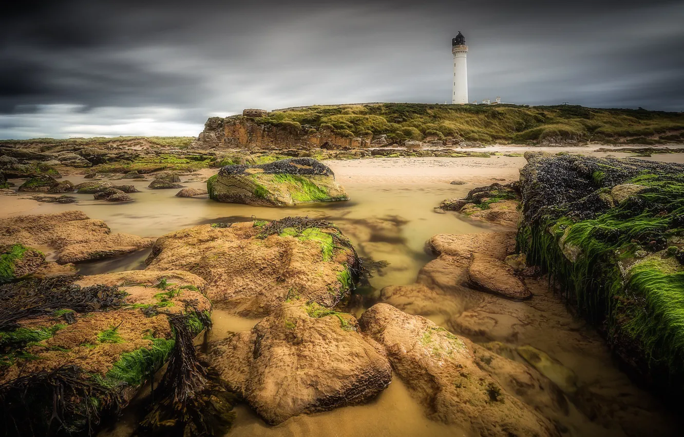 Photo wallpaper lighthouse, Scotland, Scotland, Beach Beacon, Moray