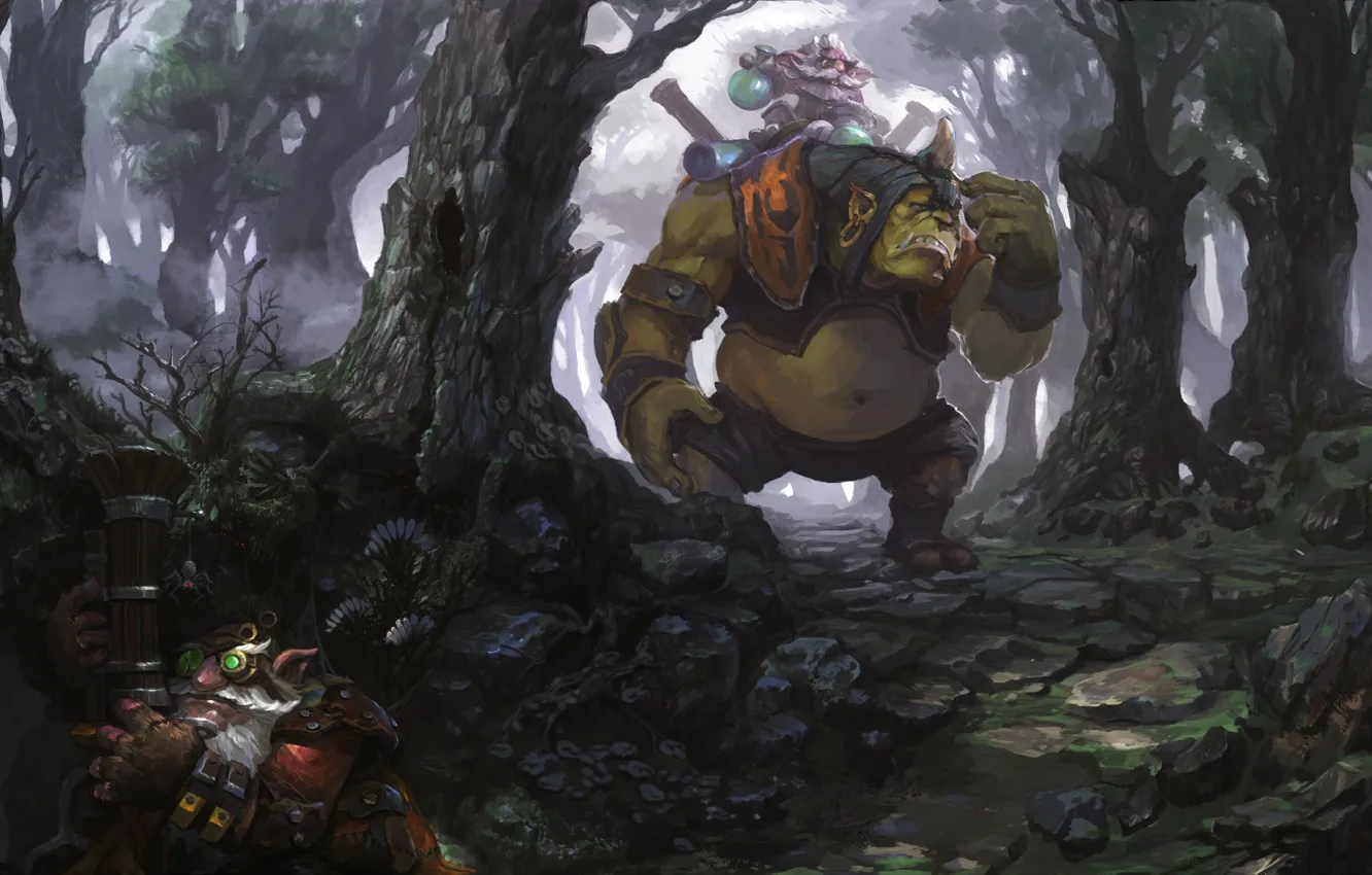 Photo wallpaper forest, search, art, sniper, dota 2, Alchemist, Razzil Darkbrew, Sharpe To Kardel