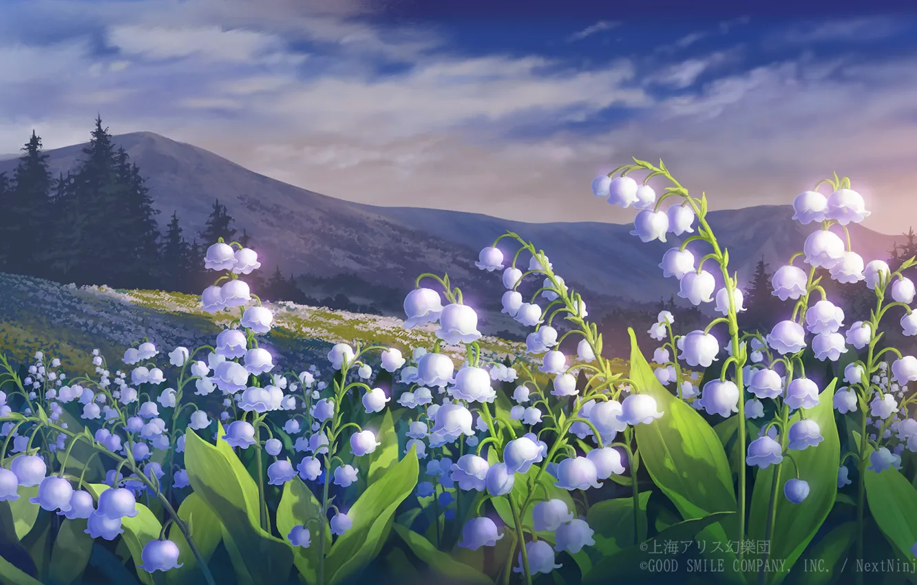 Photo wallpaper bells, mountain landscape, Touhou Project, Project East