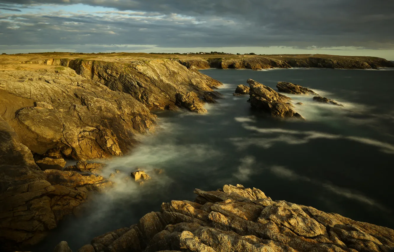 Photo wallpaper sea, stones, rocks, shore