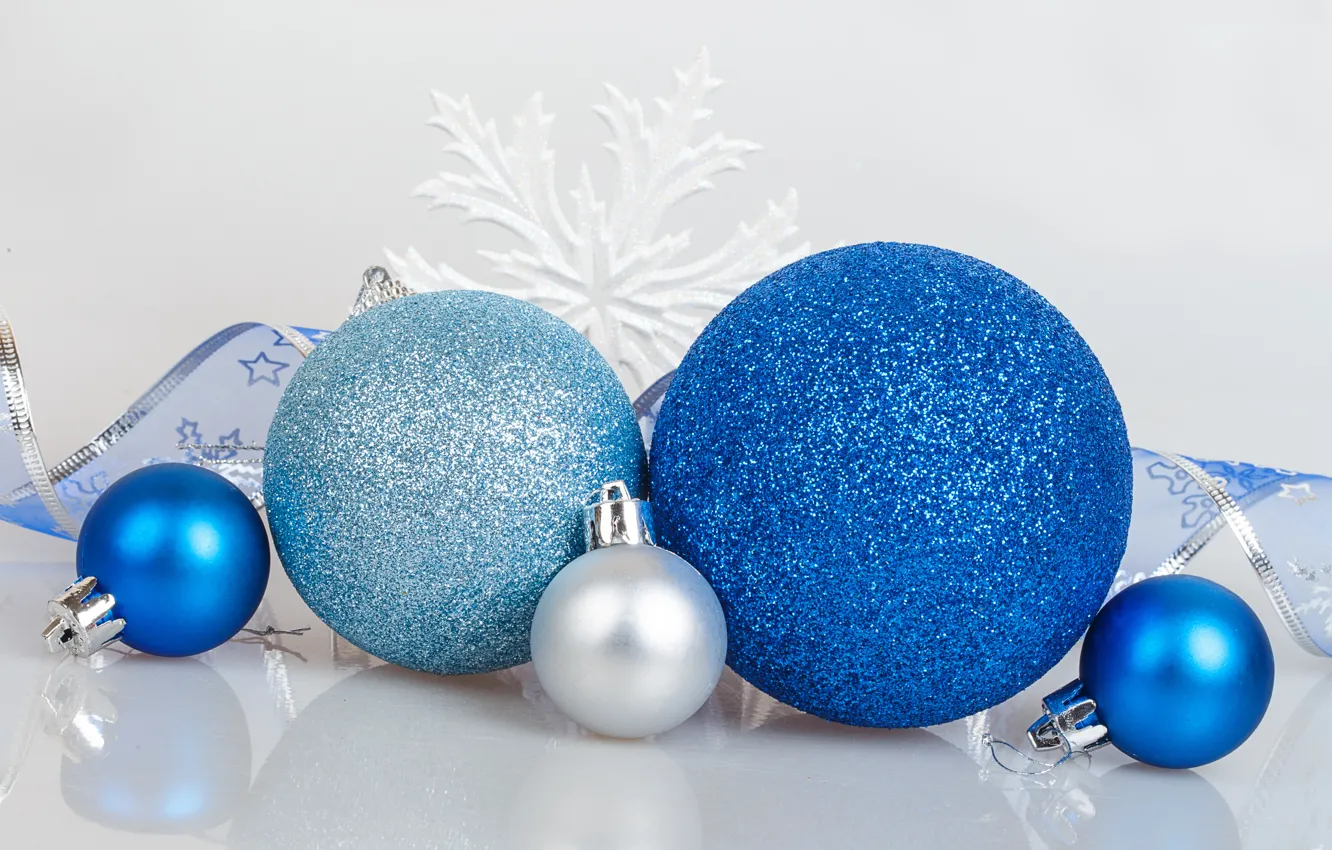 Photo wallpaper balls, Christmas, New year, blue, New Year, decoration, 2016