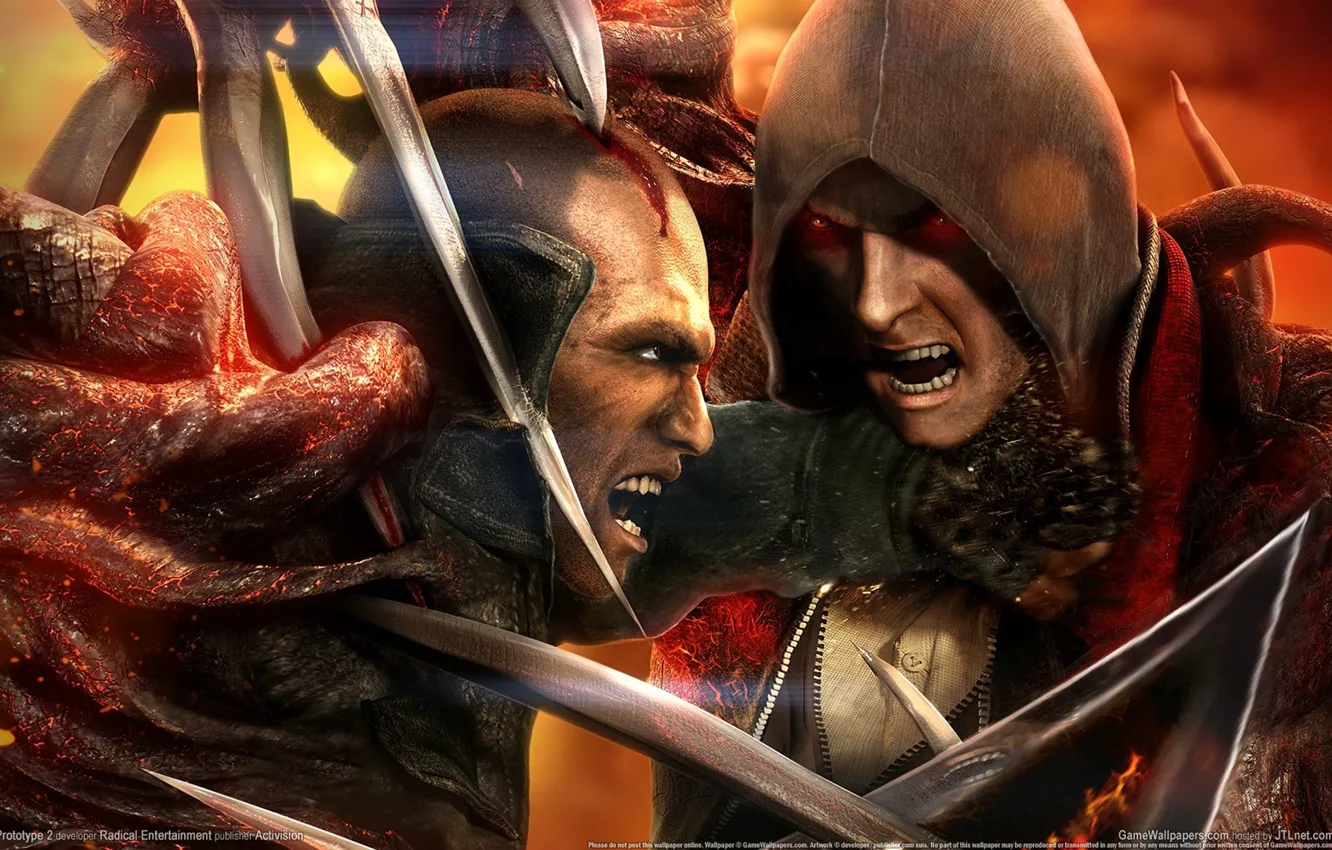 Photo wallpaper look, anger, blood, blade, battle, blow, hatred, pain