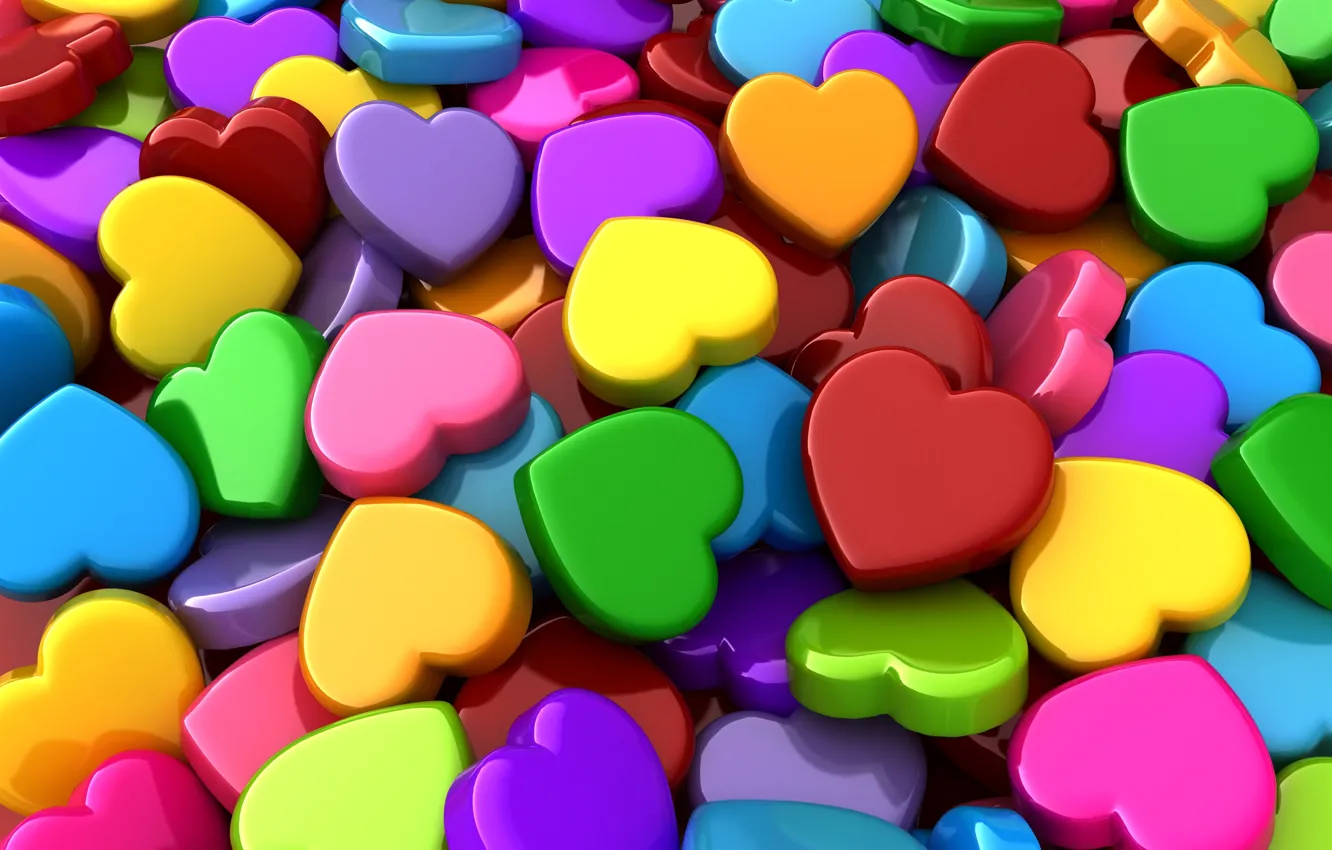 Photo wallpaper hearts, colorful