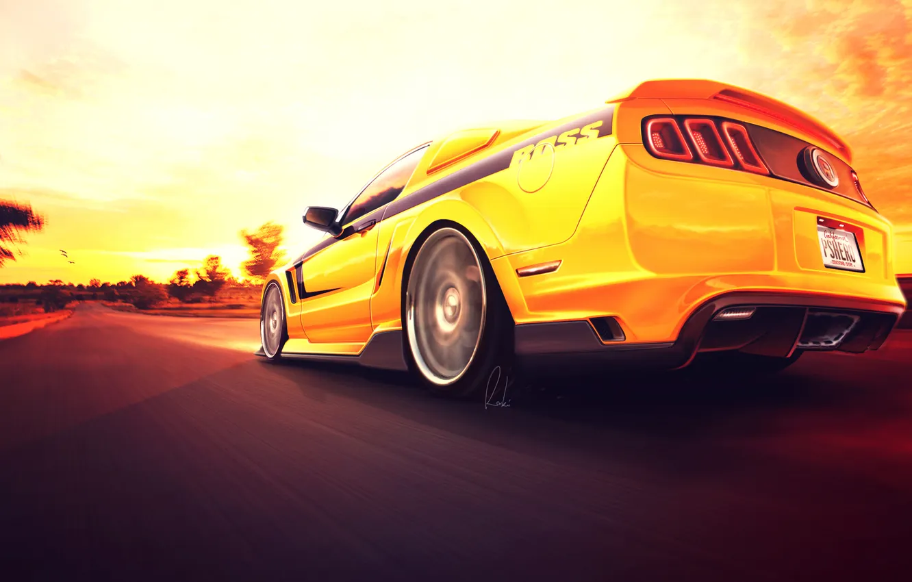 Photo wallpaper tuning, Ford, in motion, ford mustang Boss 302