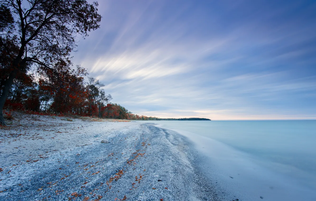 Photo wallpaper sea, autumn, shore