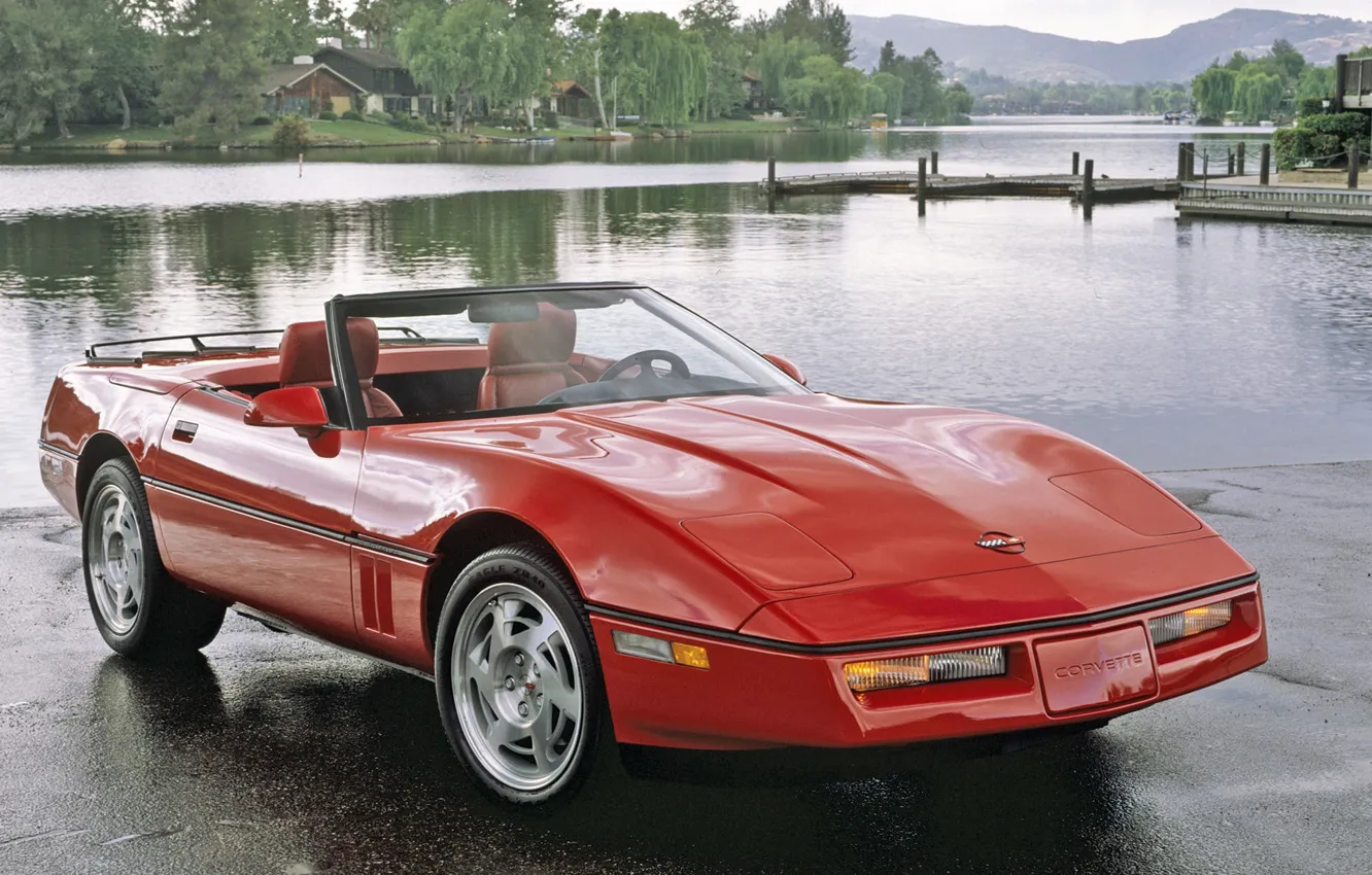 Photo wallpaper red, Corvette, Chevrolet, auto, walls, Corvette, Convertible