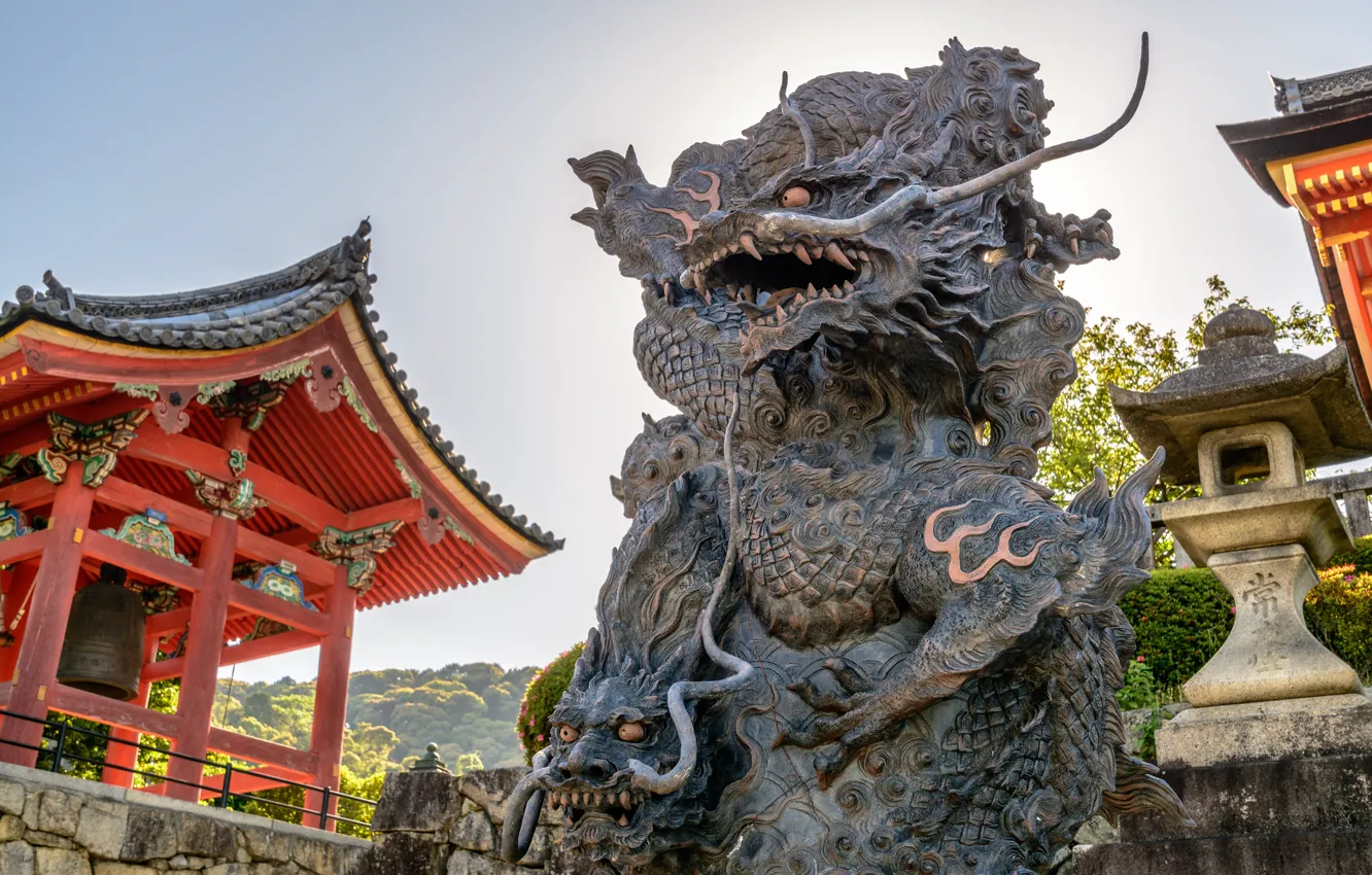 Photo wallpaper Dragon, Japan, Statue, Temple, Kyoto, Kiyomizu-Dera