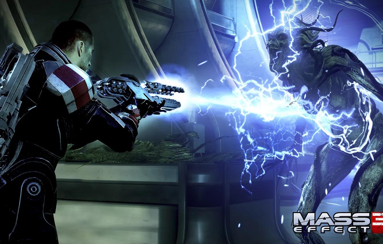 Wallpaper Shepard, Mass Effect 3, Shepard, Reaper, Shotgun &rigar 