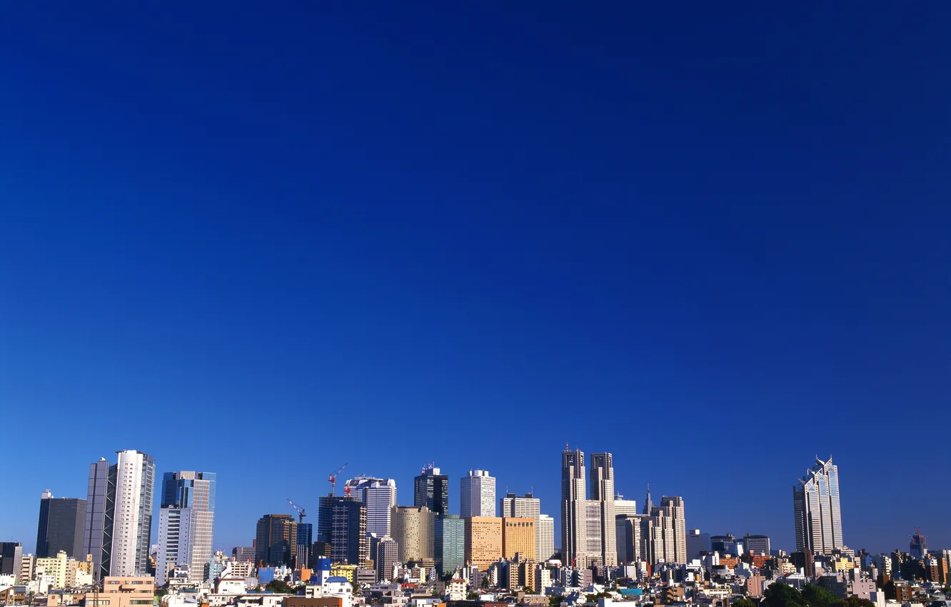 Photo wallpaper the sky, landscape, home, skyscrapers, megapolis