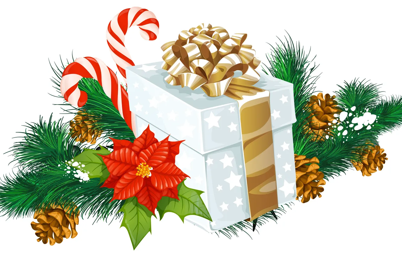 Photo wallpaper box, gift, new year, Christmas, bow, bumps
