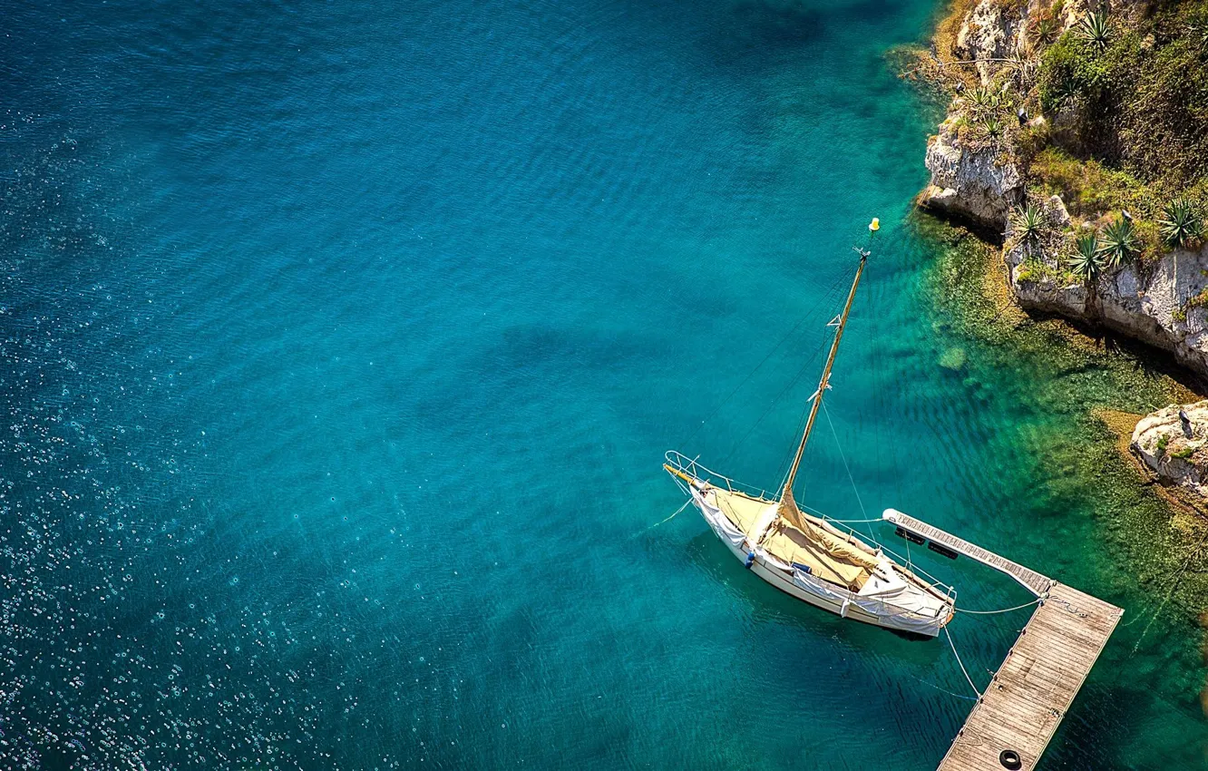 Photo wallpaper surface, the ocean, boat, ruffle, yacht, pier, pierce, Laguna