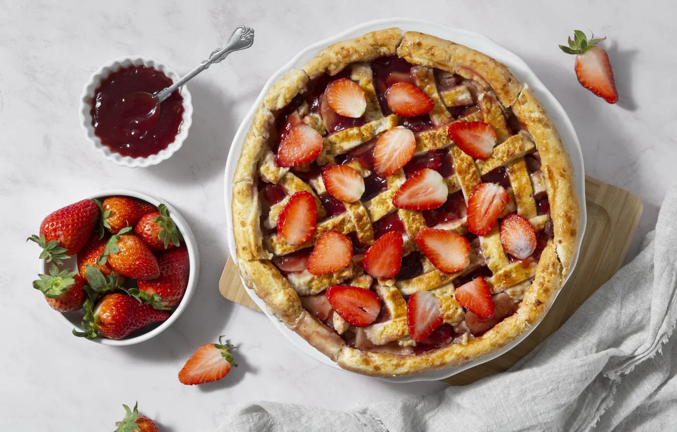Photo wallpaper berries, strawberry, pie, jam