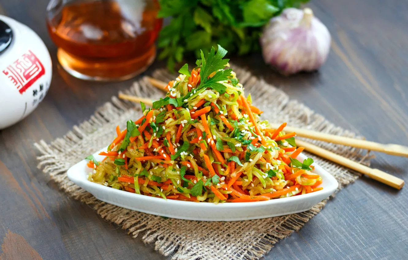 Photo wallpaper sesame, salad, greens, vegetables, carrots