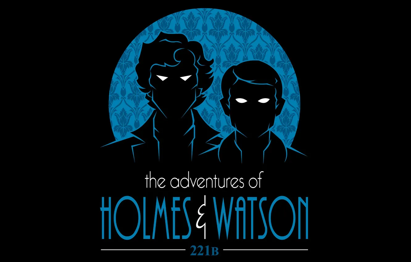 Photo wallpaper eyes, silhouette, Sherlock Holmes, Martin Freeman, Benedict Cumberbatch, Sherlock, Sherlock BBC, Sherlock Holmes