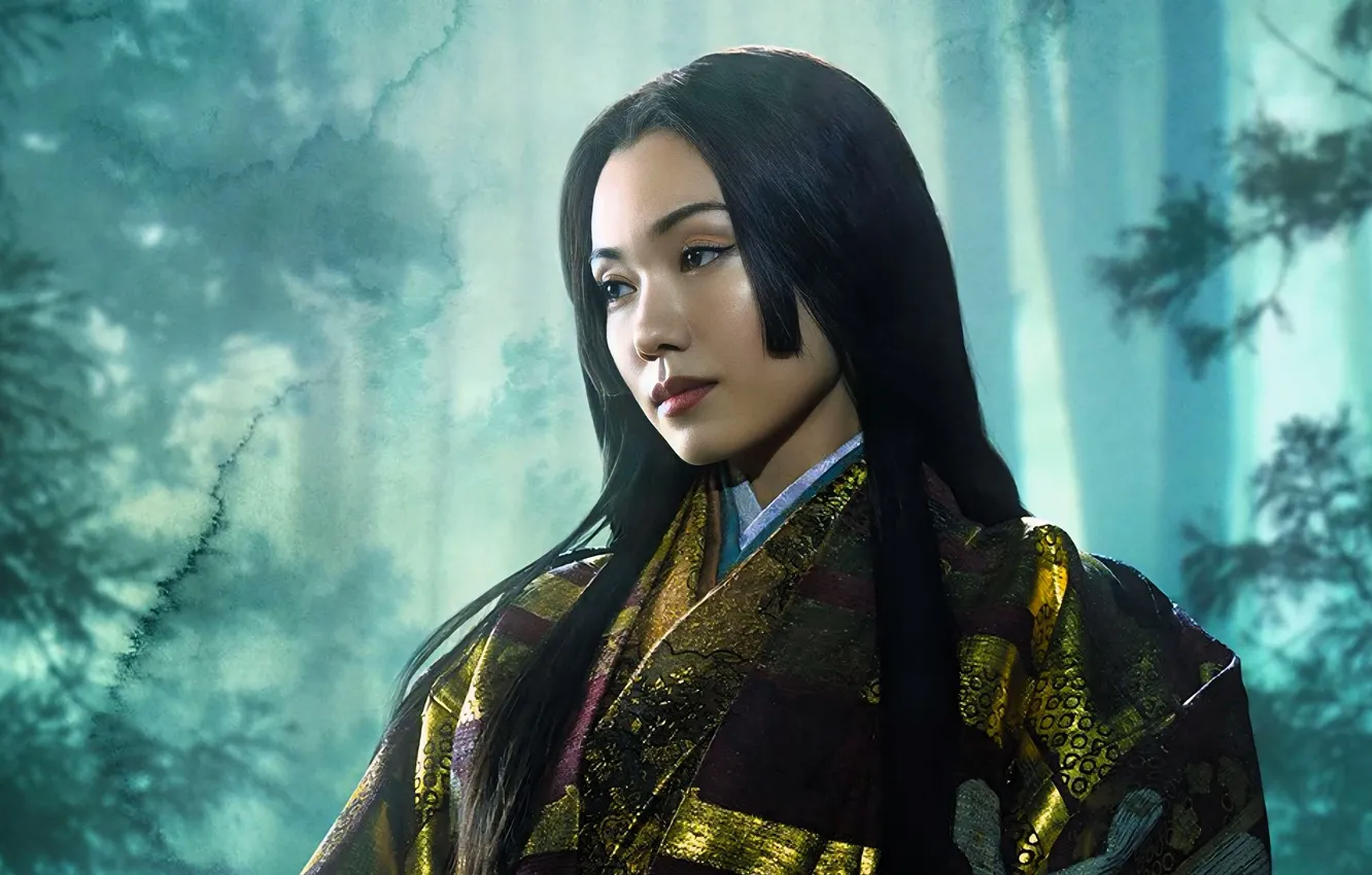 Photo wallpaper forest, girl, fog, costume, outfit, the series, Shogun