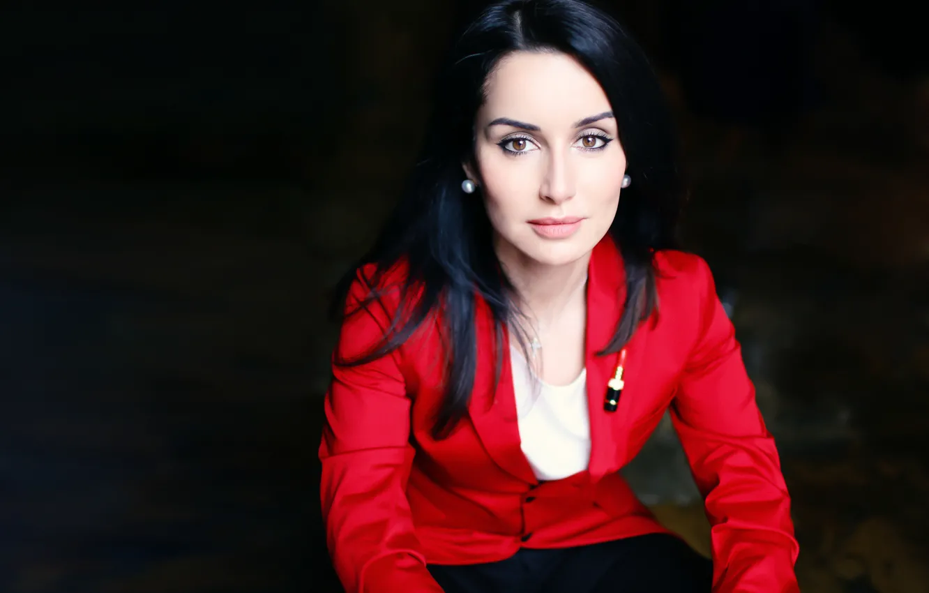 Photo wallpaper eyes, red, costume, Tina Kandelaki, Tina Kandelaki