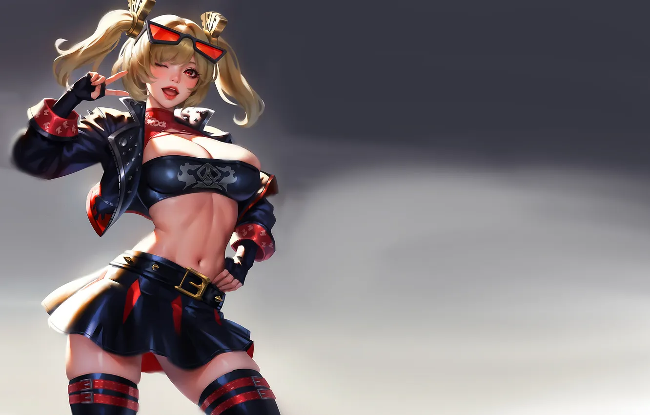 Photo wallpaper girl, hot, sexy, anime, blonde, babe, tummy, sexy babe