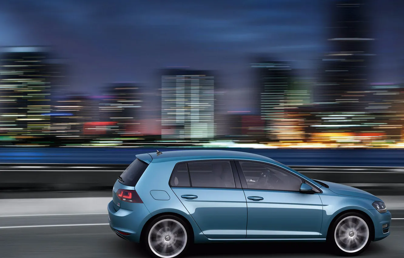 Photo wallpaper the city, movement, the evening, side view, Golf, volkswagen golf, Volkswagen