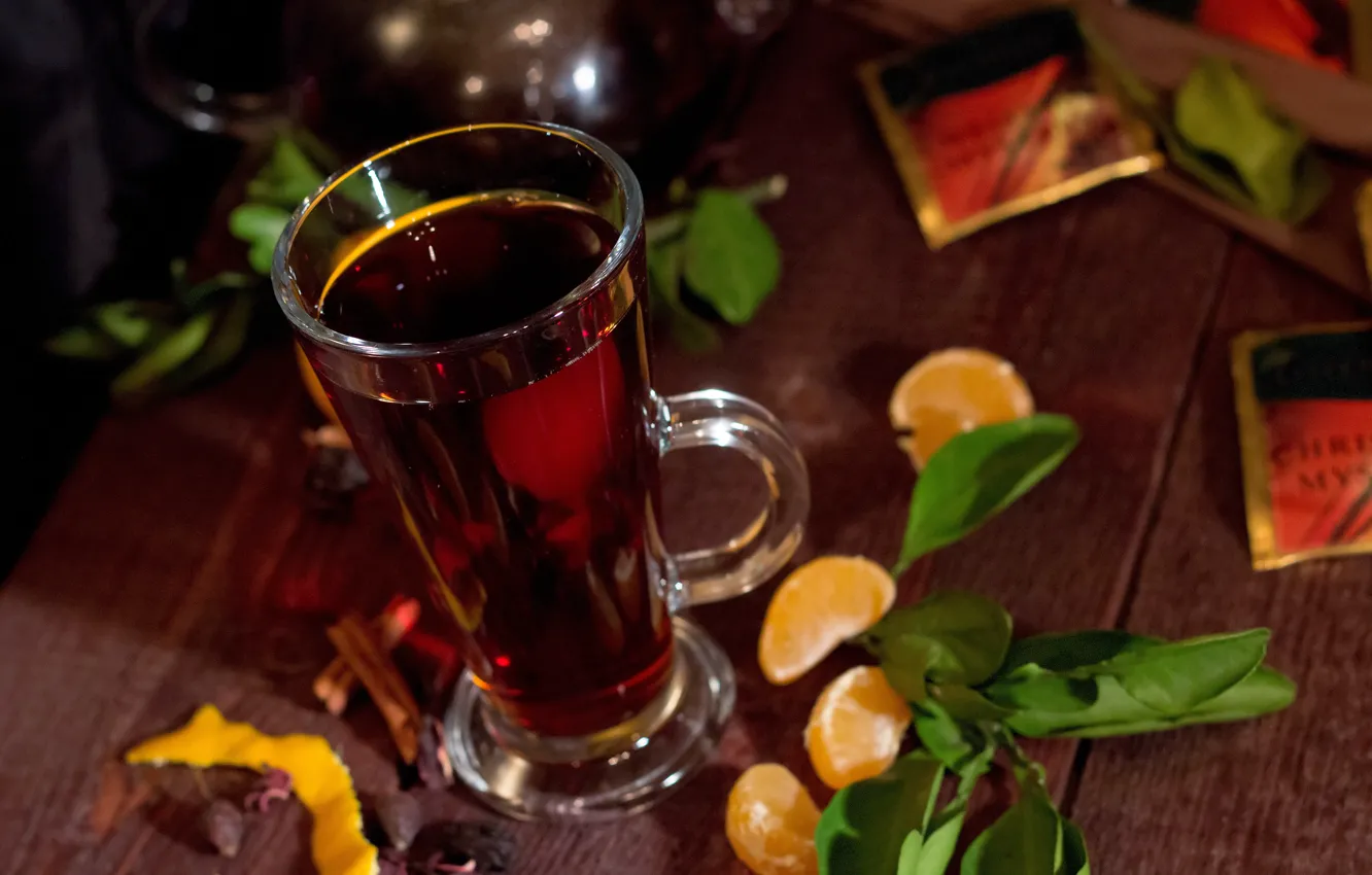 Photo wallpaper tea, Breakfast, the tea party, mug, mandrin