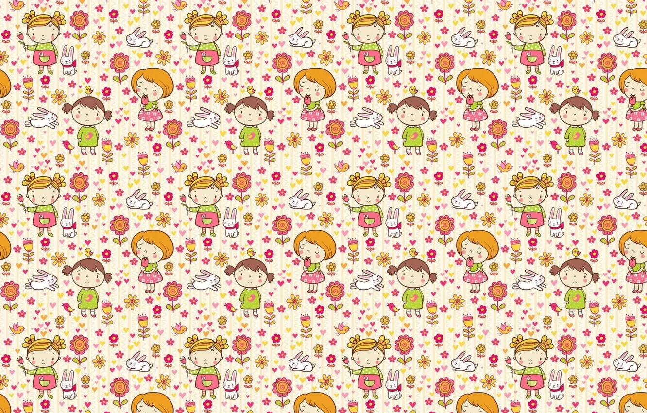 Photo wallpaper summer, background, texture, art, girl, children's