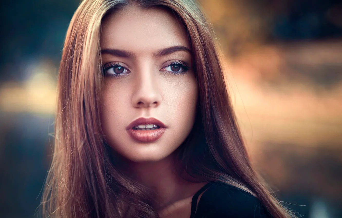 Photo wallpaper close-up, face, model, portrait, makeup, hairstyle, brown hair, beauty