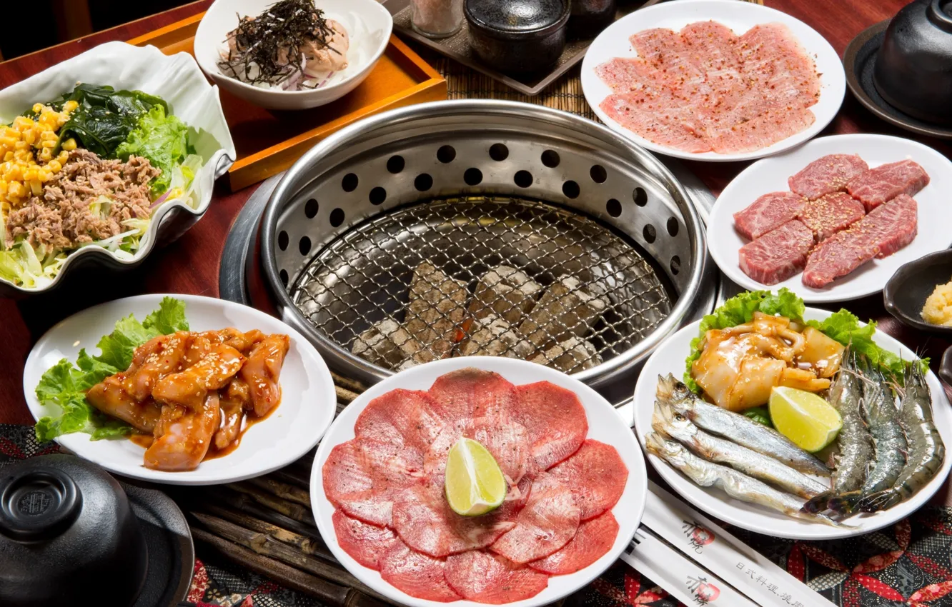 Photo wallpaper meat, seafood, cuts, Chinese cuisine