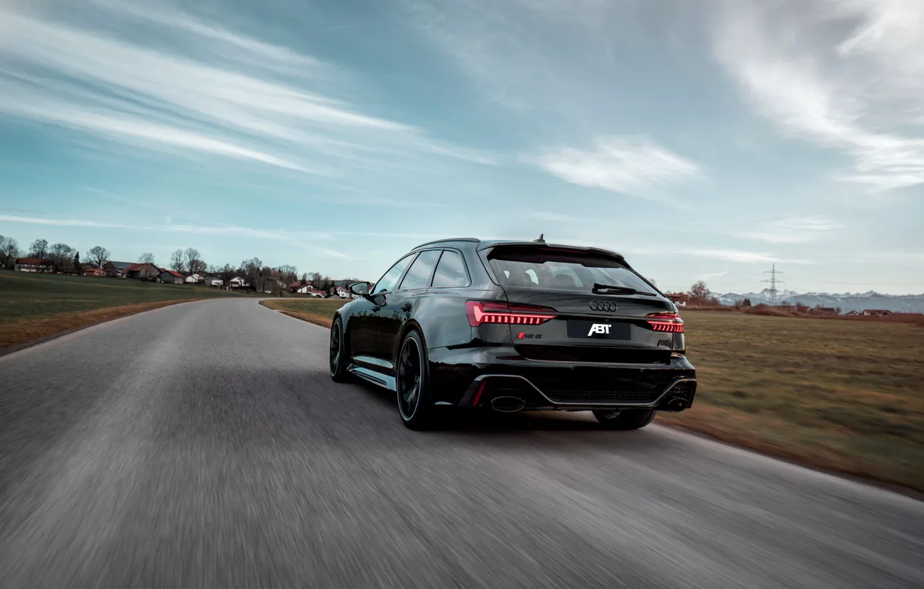Photo wallpaper road, Audi, black, ABBOT, universal, RS 6, 2020, 2019