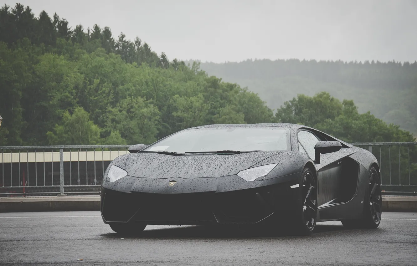 Photo wallpaper black, cars, lambo, matte black, matte, avenator