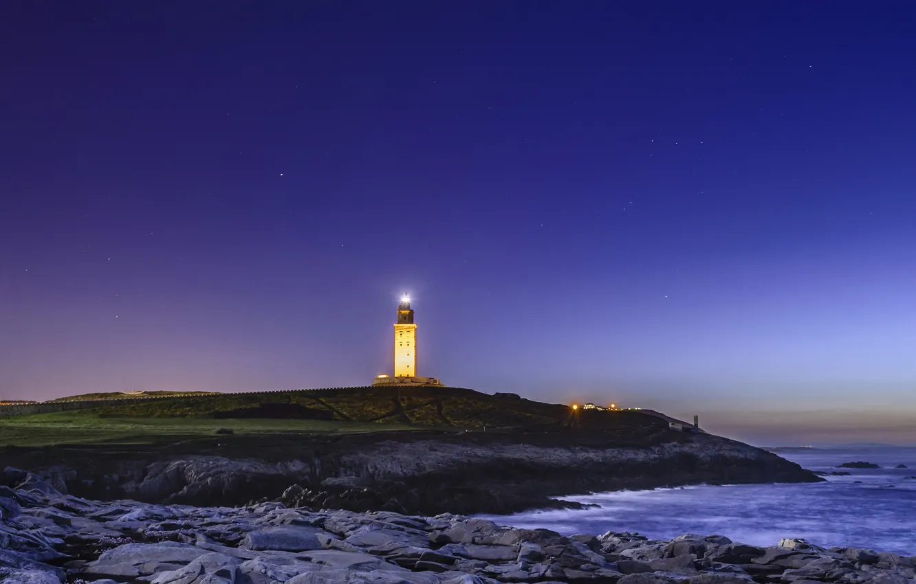 Photo wallpaper sea, landscape, lighthouse, Spain