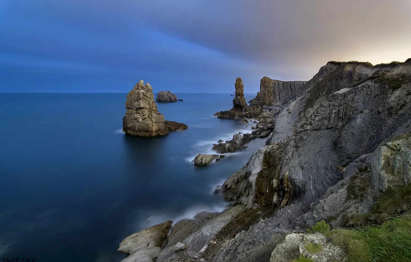 Photo wallpaper sea, landscape, sunset