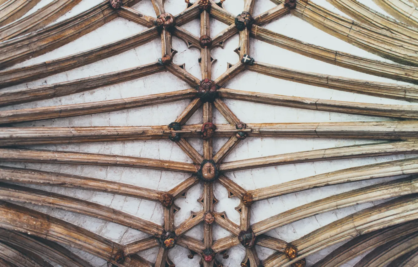 Photo wallpaper pattern, faces, medieval, ceiling