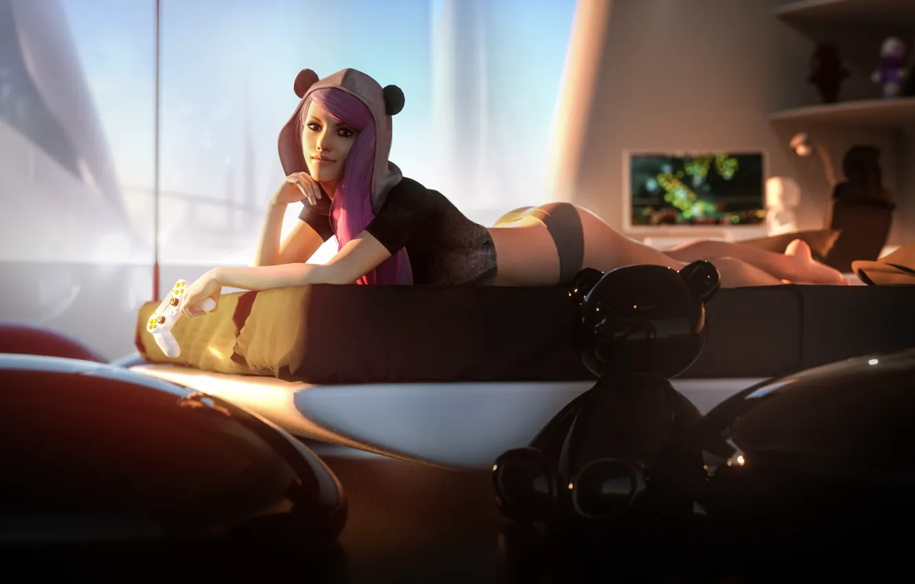 Photo wallpaper pose, stay, woman, sweet geek, Cyber woman
