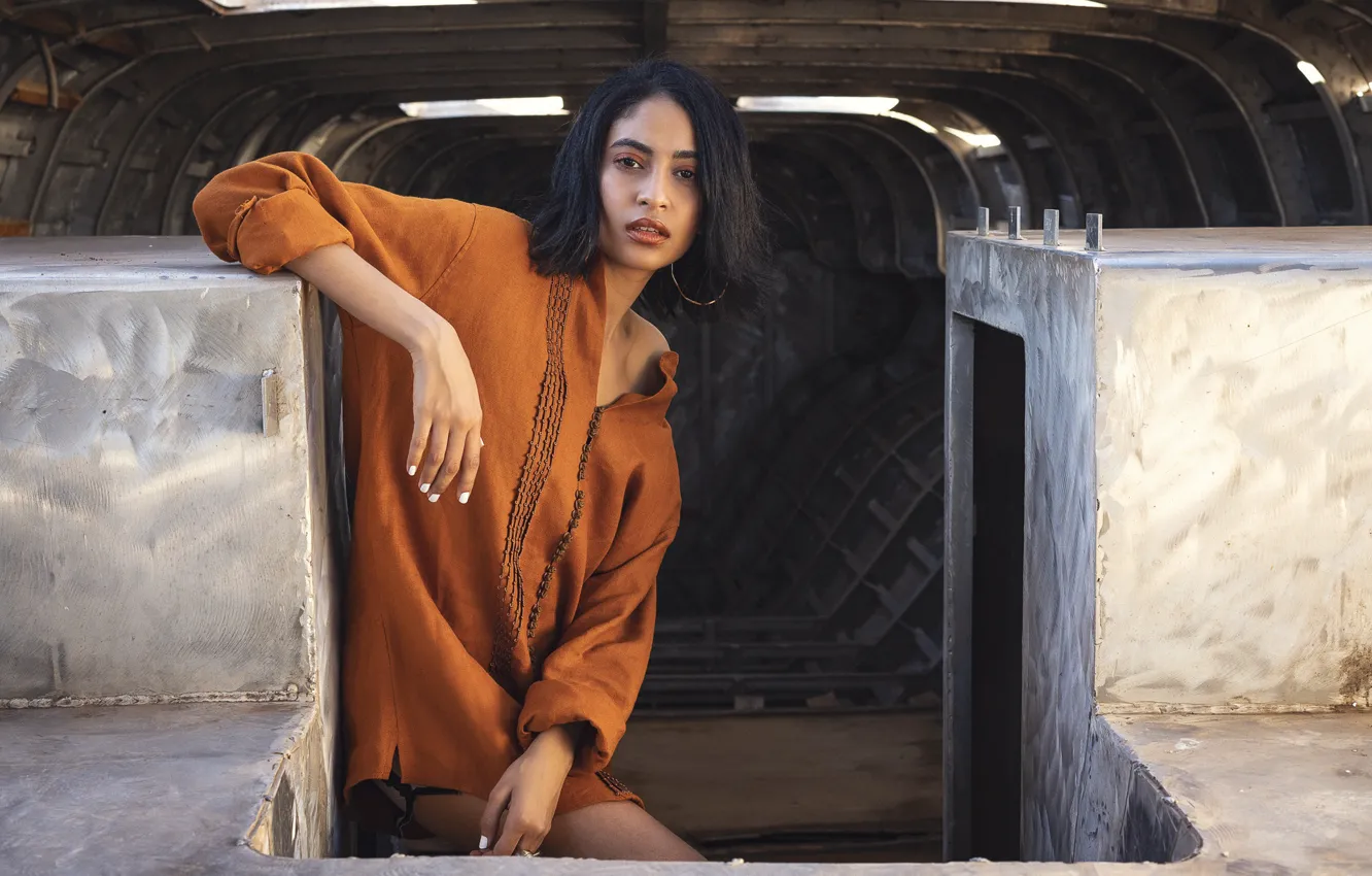 Photo wallpaper look, girl, brunette