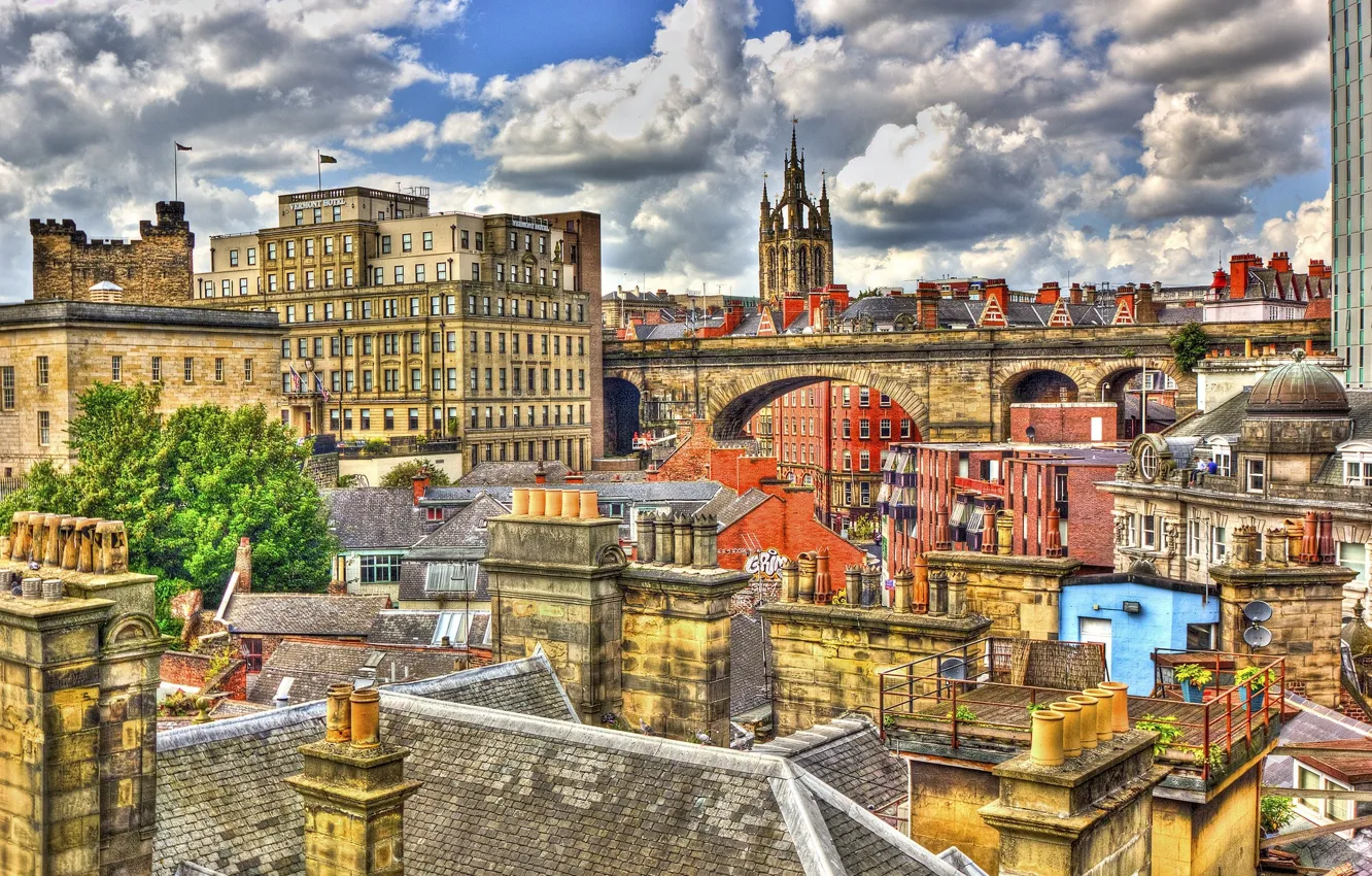 Photo wallpaper roof, the city, England, Newcastle