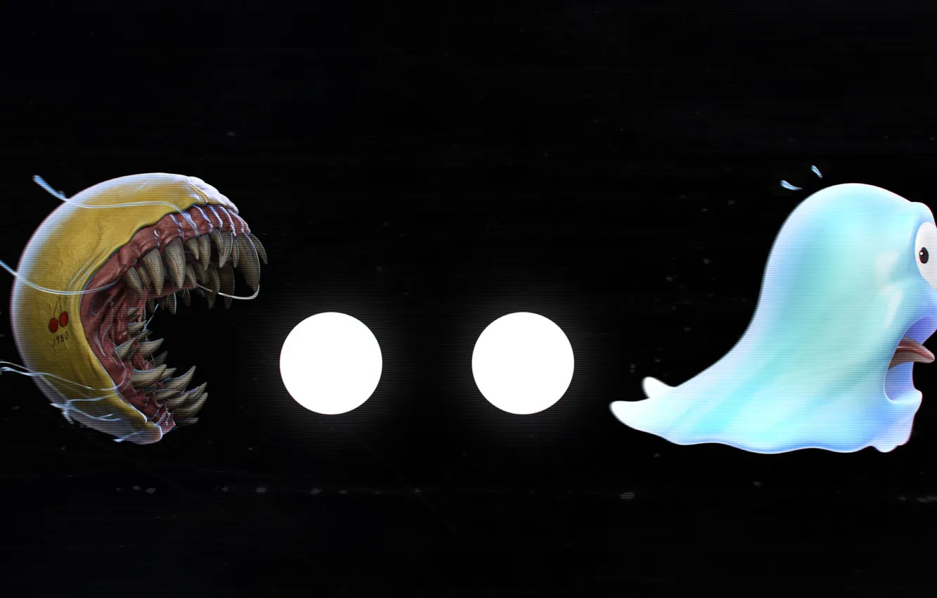 Photo wallpaper the game, teeth, art, Ghost, fangs, Ghost, madness, retro