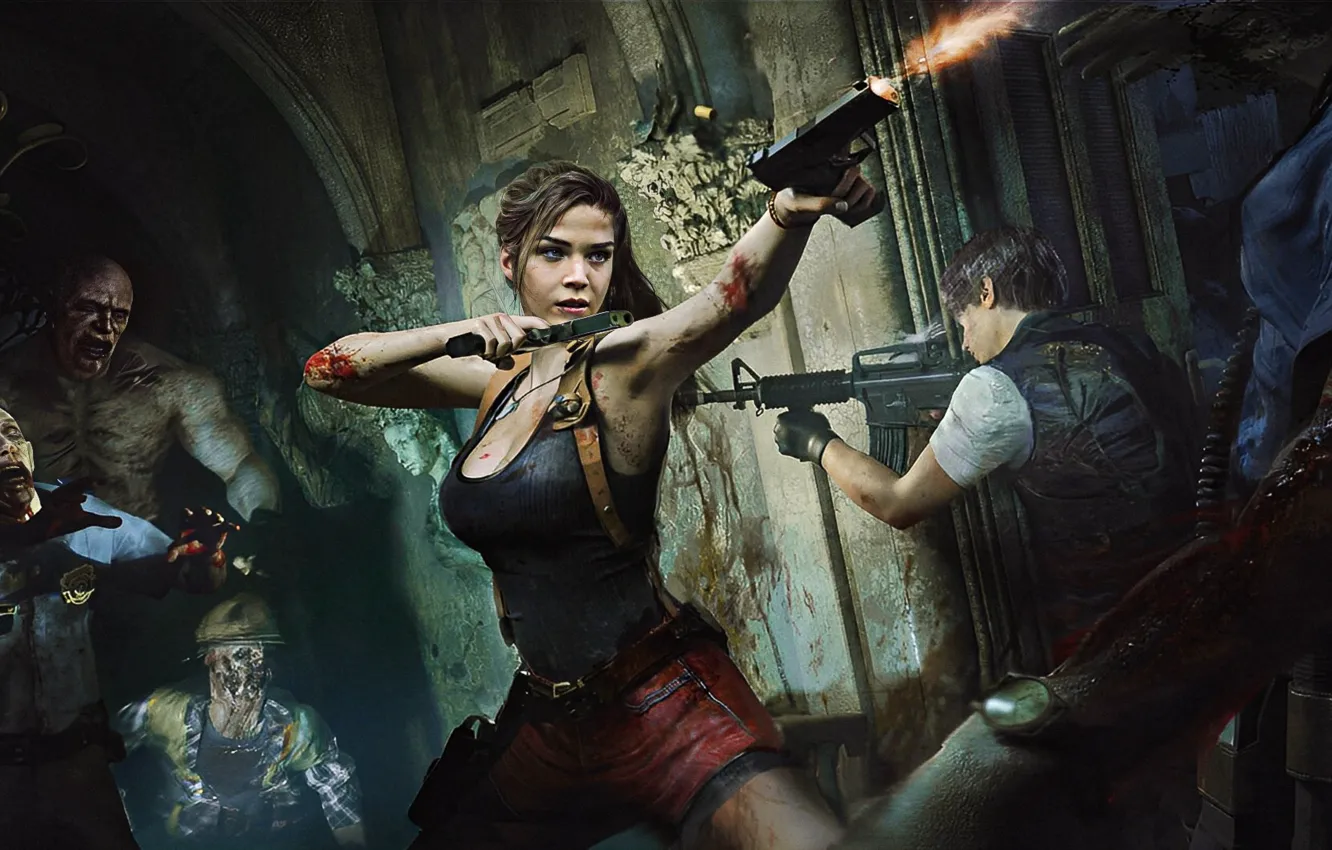 Photo wallpaper game, Resident Evil, video game, console, Play Station, Leon Kennedy, Jill Vale