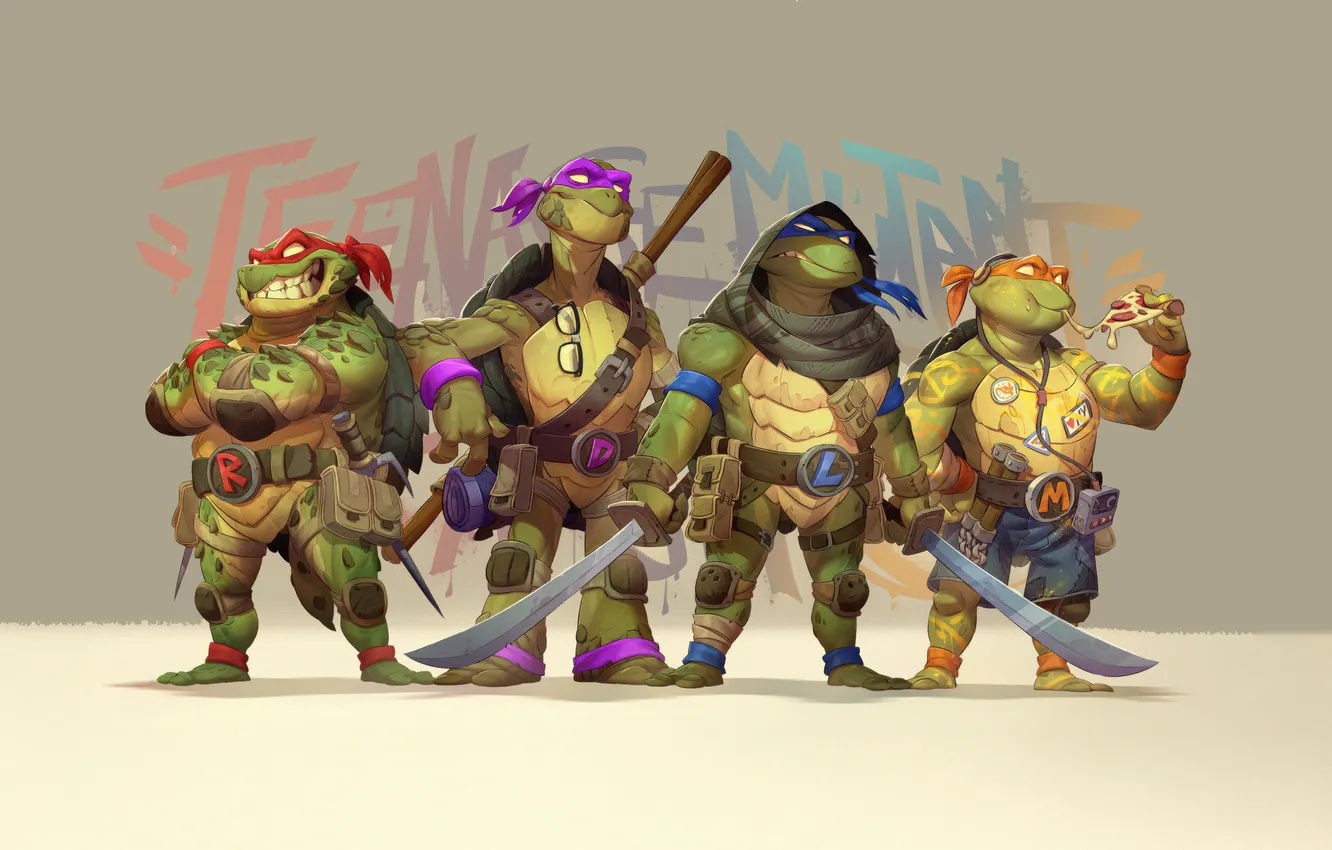 Photo wallpaper turtles, Teenage Mutant Ninja Turtles, Team, ninja