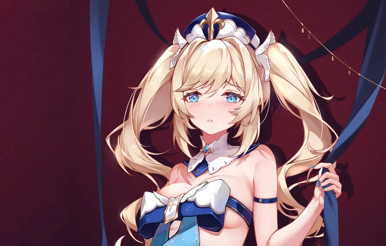 Photo wallpaper girl, sexy, cleavage, long hair, hat, boobs, anime, beautiful