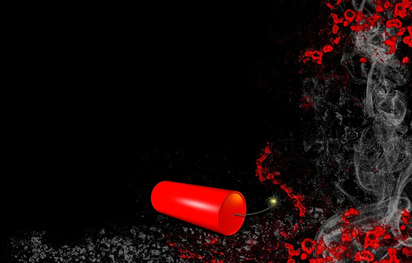 Photo wallpaper lights, background, black, smoke, wick, cord, dynamite, explosives